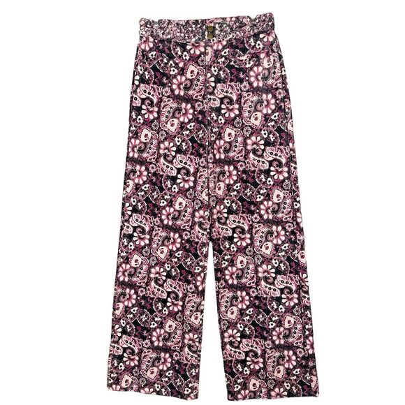 Figue Maia Corduroy Wide Leg Pants Womens Size 6 NWT Paisley Floral Pink Black - Picture 2 of 14